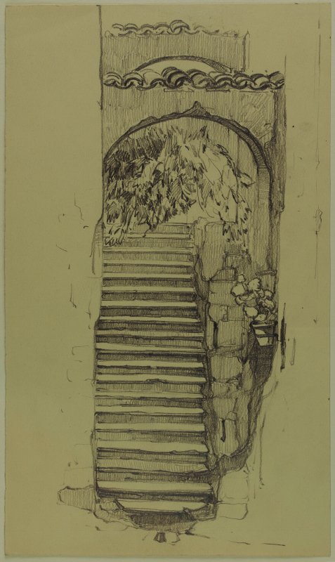 1926 ca. - Scalinata con arco e piante a Perugia